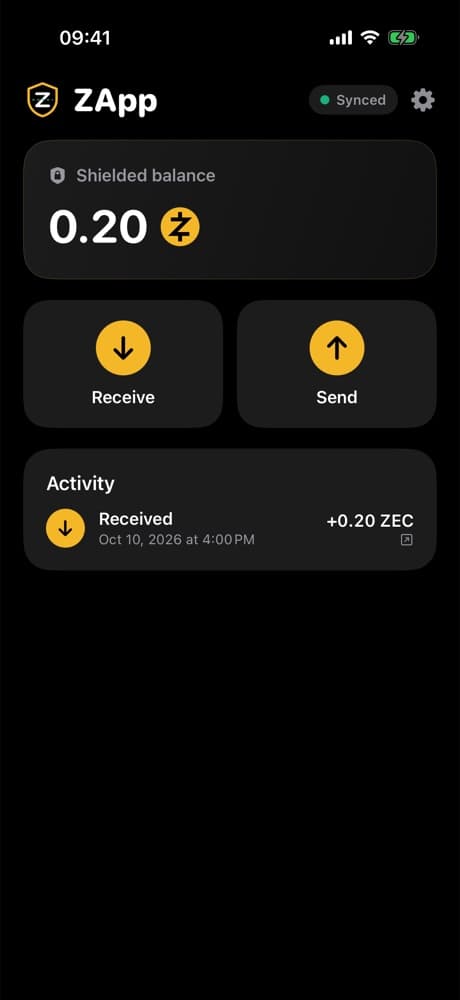 ZApp screen: home
