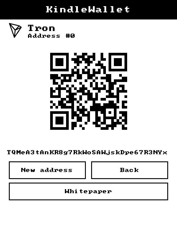 KindleWallet screen: trx